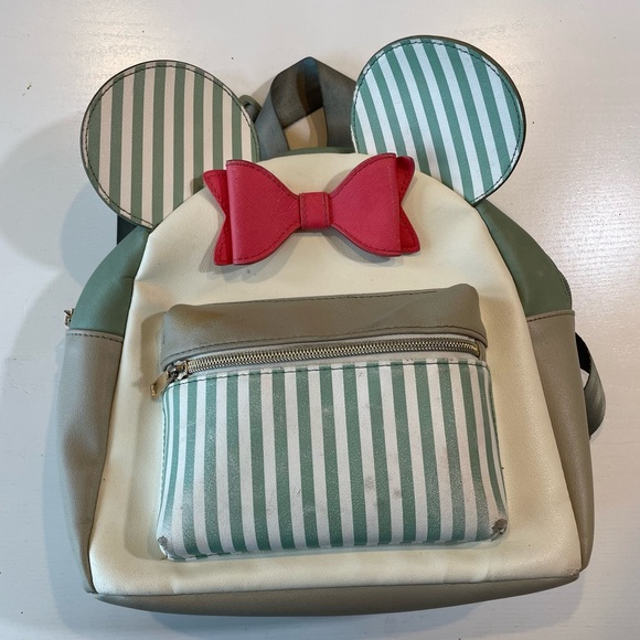 Disney Minnie Mouse Striped Leather Kids or Toddler Mini Backpack back to school - Picture 7 of 7